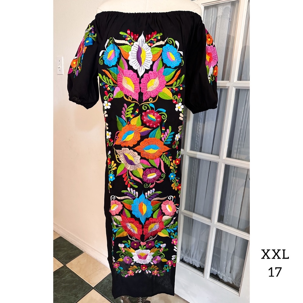 Mexican Embroidered Fiesta Midi Dress